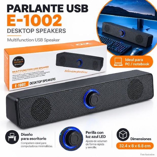 &ua PARLANTE PC BARRA SONIDO E-1002